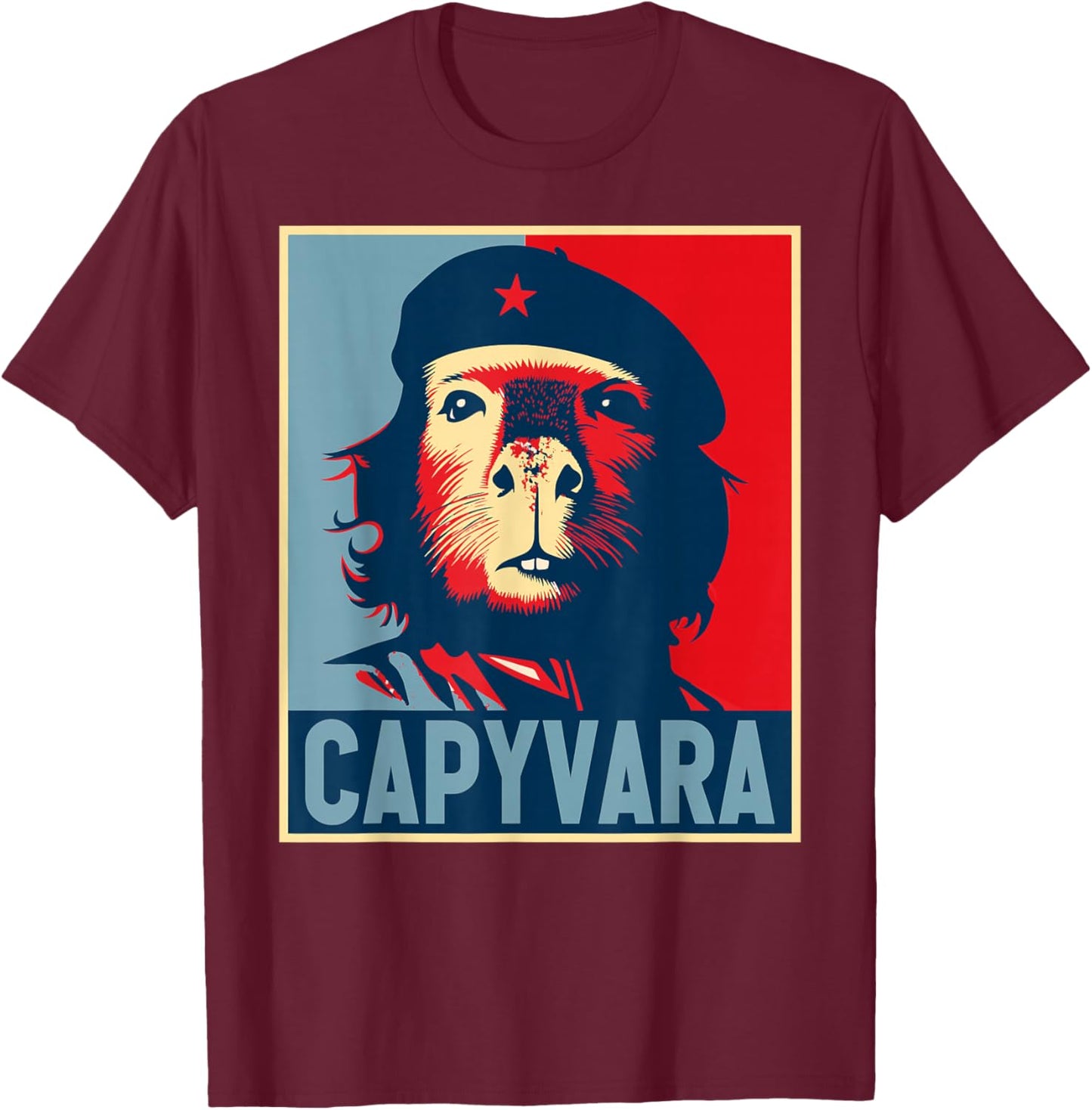 CAPYVARA - Revolution Capybara Poster Art Che Guevara T-Shirt - T-Shirt | Maroon