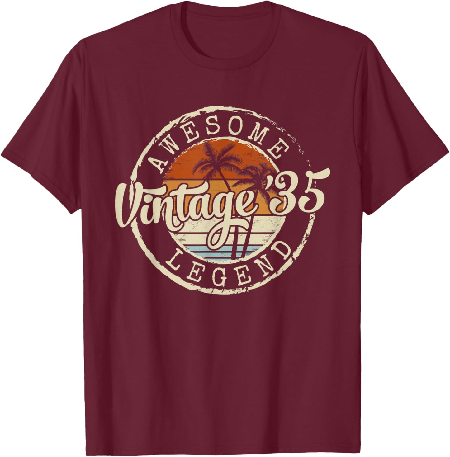 Vintage 1935 91yr 91st Birthday Gifts 91 Years Old T-Shirt - T-Shirt | Maroon