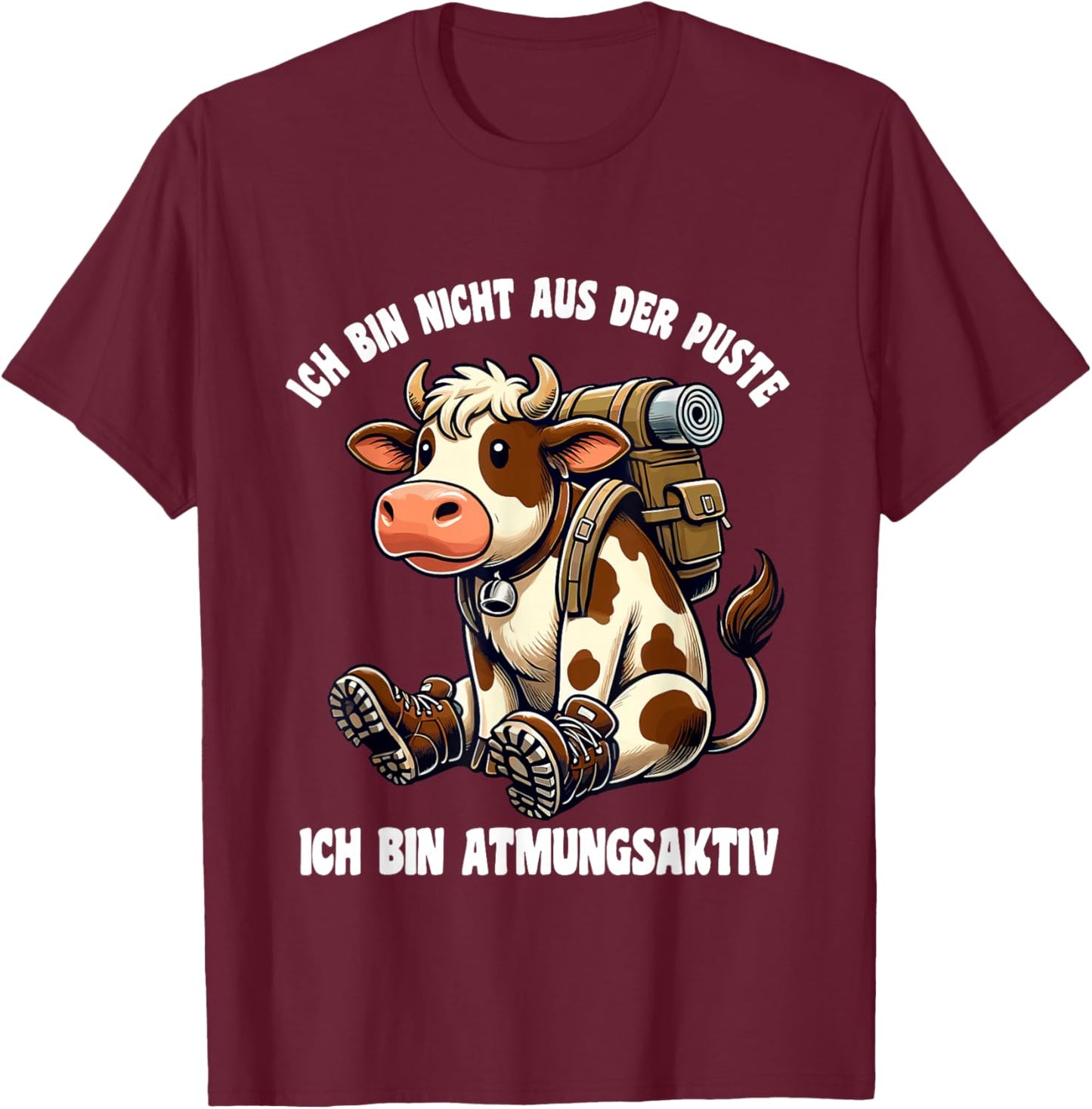 Lustiges Kuh Berg Bergsteiger Wandern T-Shirt - T-Shirt | Maroon