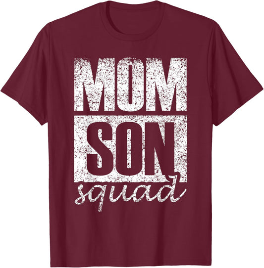 Mum Son Squad Sons Mother's Day Matching Mother Son Mum T-Shirt - T-Shirt | Maroon