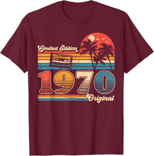Original 1970 Vintage Birthday ancie Women , Black, S T-Shirt - T-Shirt | Maroon