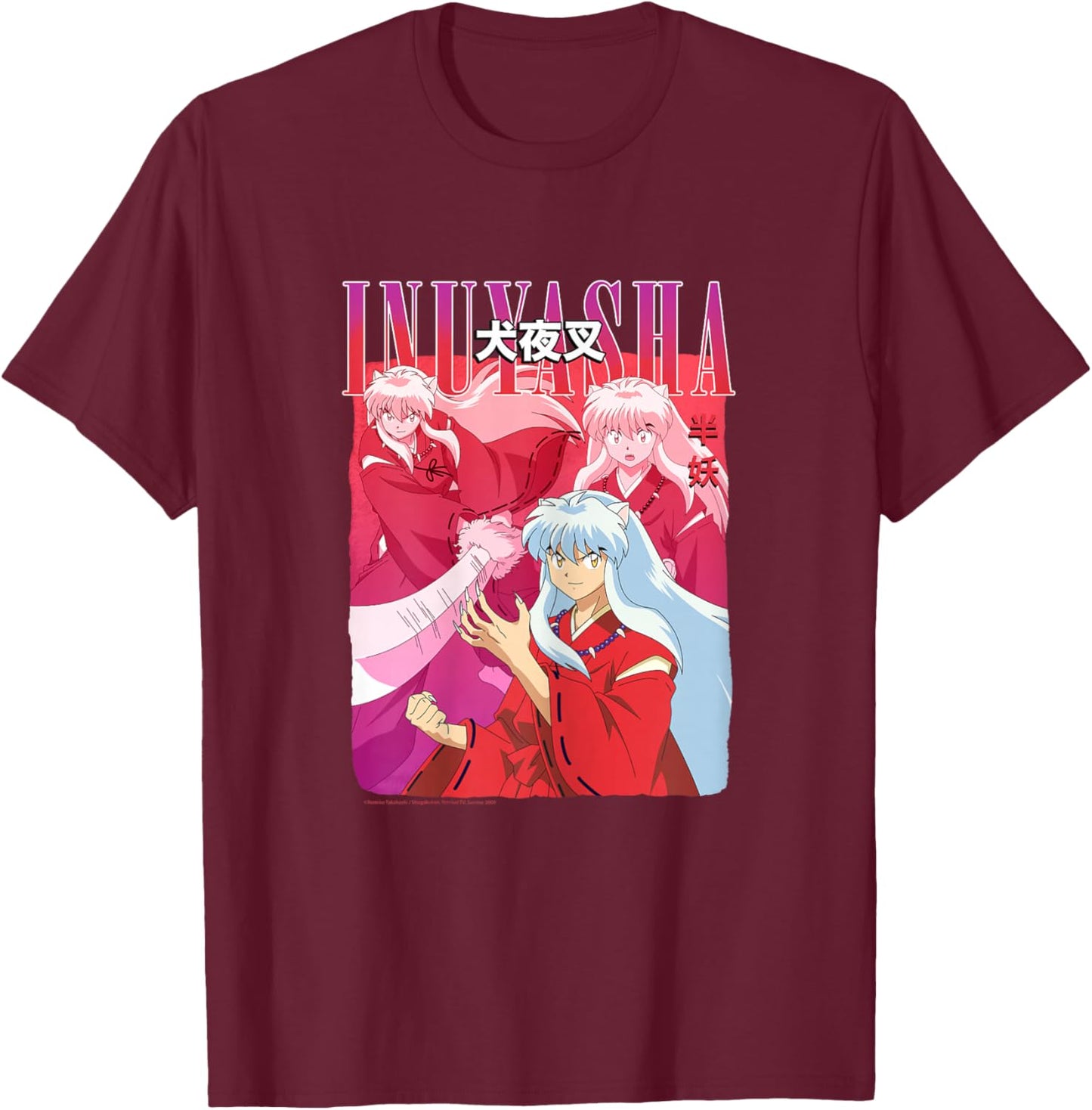 Inuyasha Half Demon Action Trio T-Shirt - T-Shirt | Maroon