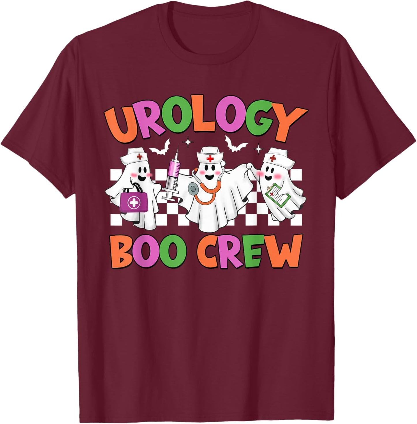 Retro Urology Boo Crew Urology Nurse Halloween Costumes T-Shirt - T-Shirt | Maroon