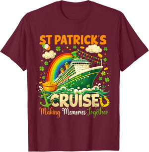 St. Patrick’s Cruise Making Memories Together Rainbow Ship T-Shirt - T-Shirt | Maroon