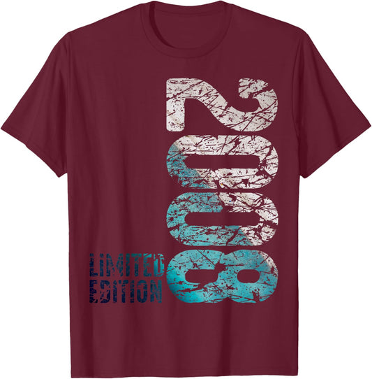 18e Anniversaire garçon Fille 18 Ans 2008 Cadeau drôle T-Shirt - T-Shirt | Maroon