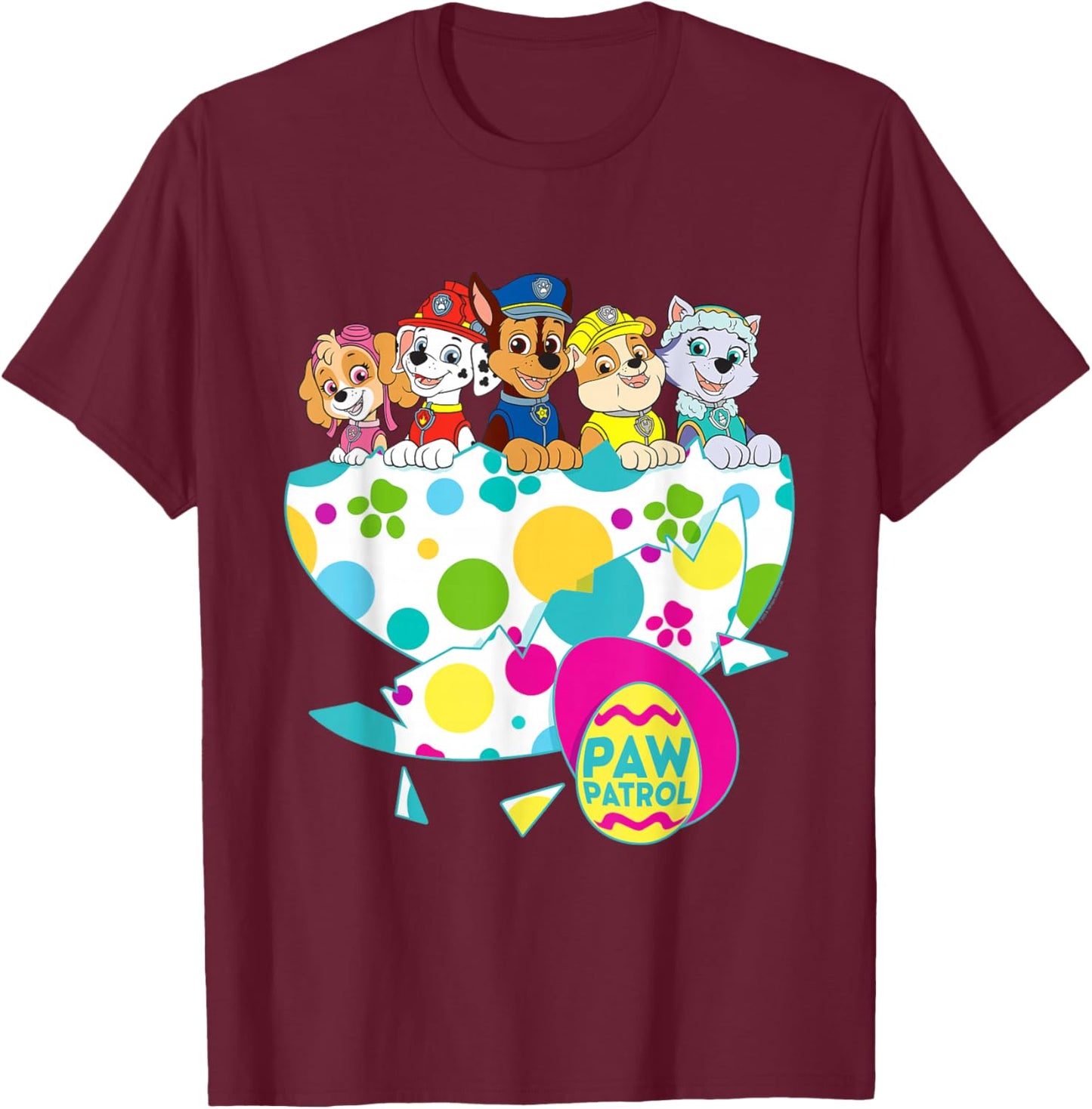 PAW Patrol Cracked Easter Egg T-Shirt - T-Shirt | Maroon