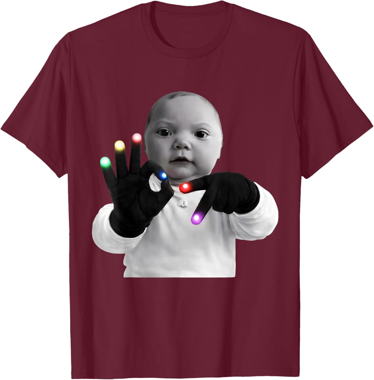 Ai Baby 67 Six Seven Hand Gloving Niche Ai Baby Meme 6 7 T-Shirt - T-Shirt | Maroon
