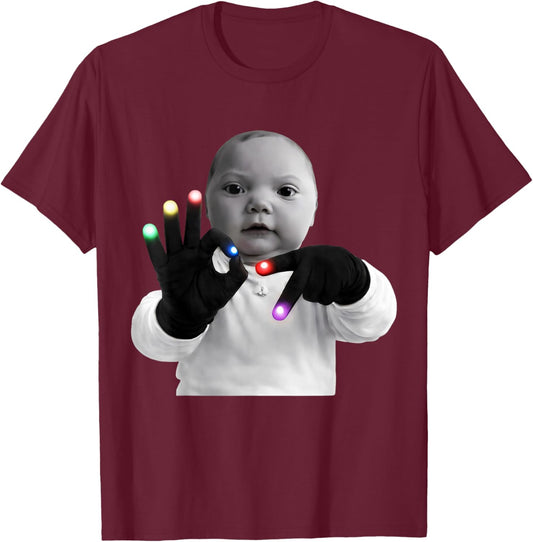 Ai Baby 67 Six Seven Hand Gloving Niche Ai Baby Meme 6 7 T-Shirt - T-Shirt | Maroon