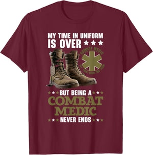 Combat Medic First Aid Field Medic Military T-Shirt - T-Shirt | Maroon
