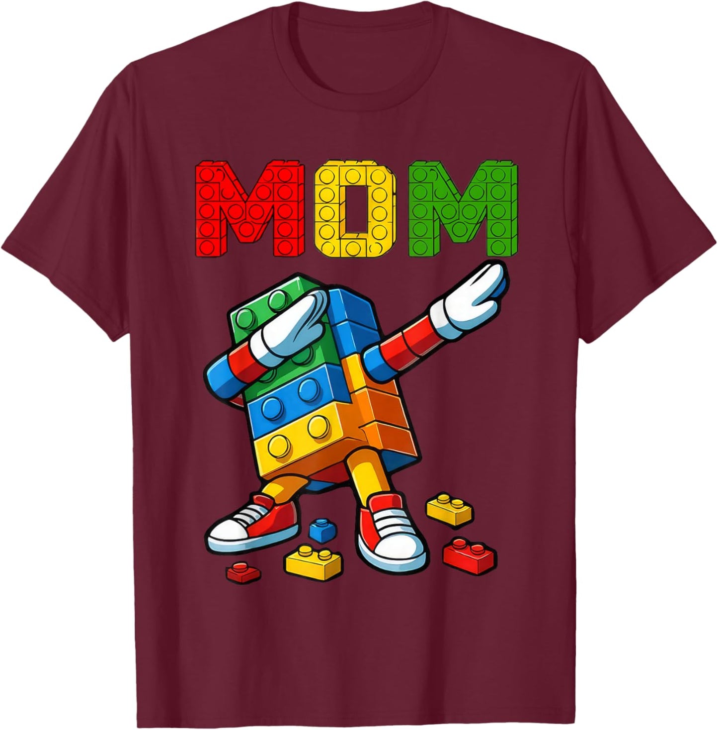 Family Mom Master Builder Building Bricks Blocks Mothers Day T-Shirt - T-Shirt | Maroon
