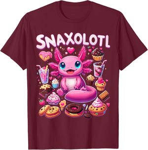 Axolotl Snaxolotl Funny Snacks Axolotls T-Shirt - T-Shirt | Maroon