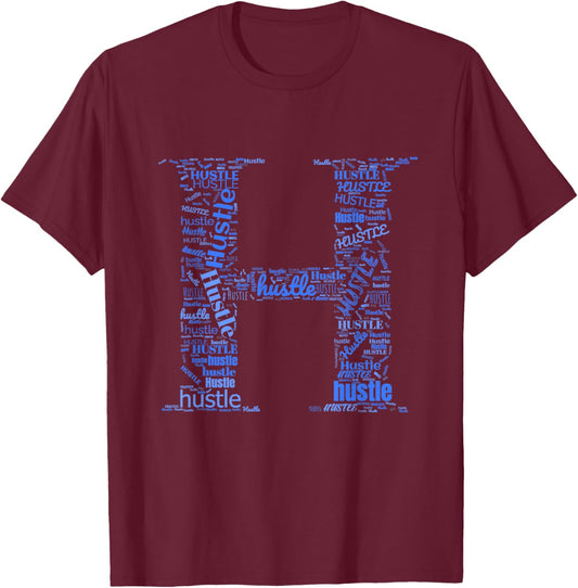 Blue H is For Hustle Royal Blue Graphic T-Shirt - T-Shirt | Maroon