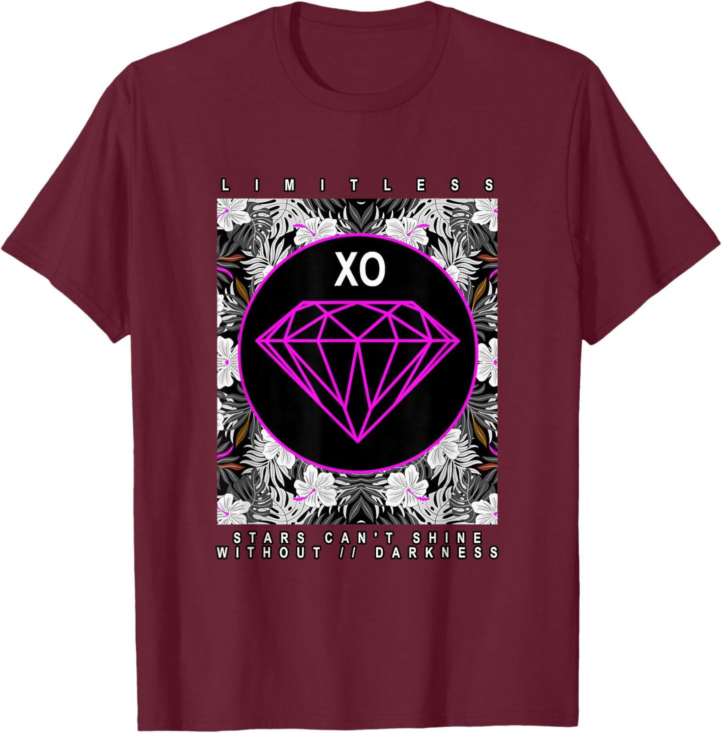 Pink Color Diamond in The Dark Pink Graphic T-Shirt - T-Shirt | Maroon