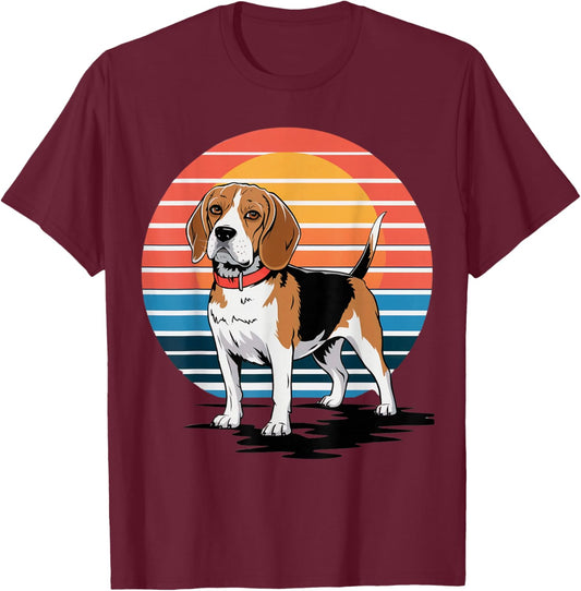 Retro Beagle Vintage Dog Lover Gifts Women Kids T-Shirt - T-Shirt | Maroon