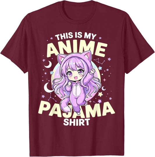 Anime Sleep This is My Anime Pajama T-Shirt - T-Shirt | Maroon