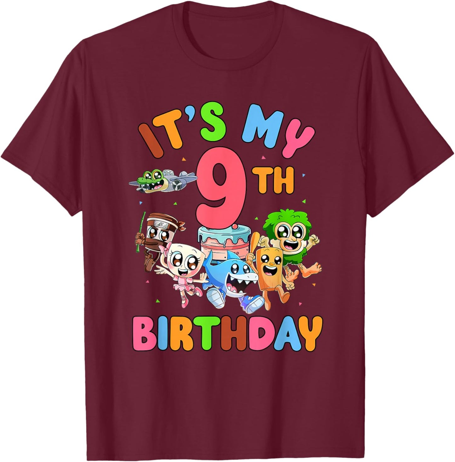 It's My 9th Birthday Italian Brainrot Meme Kids Boys Girls T-Shirt - T-Shirt | Maroon