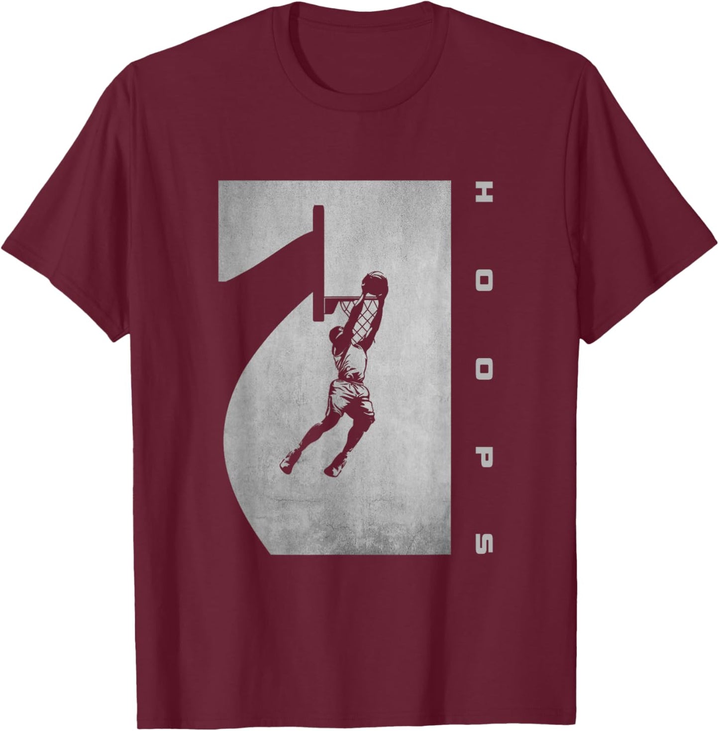 BASBO -Adult Basketball - Black, Small, Short Sleeve, Classic Fit, Imported, 100% Polyester, Basketball Design T-Shirt - T-Shirt | Maroon