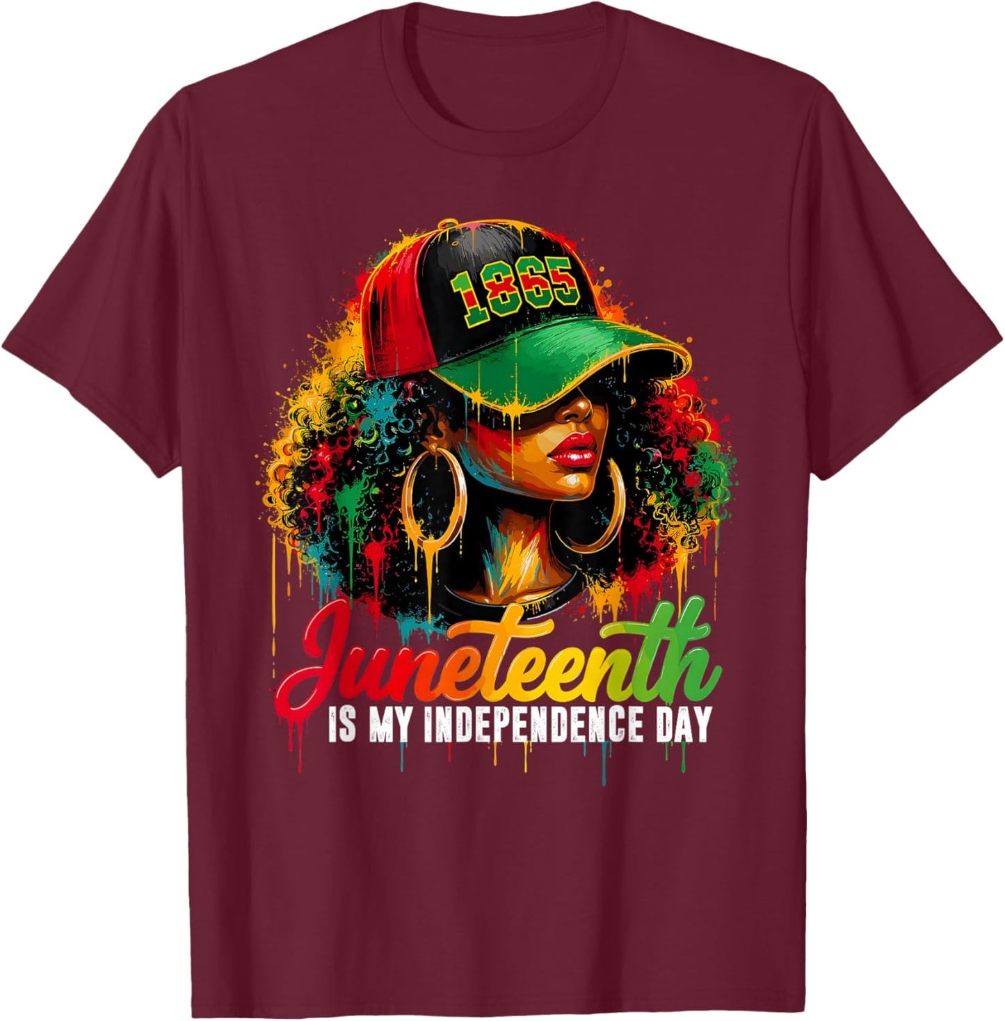 Juneteenth is My Independence Day Black African Women T-Shirt - T-Shirt | Maroon