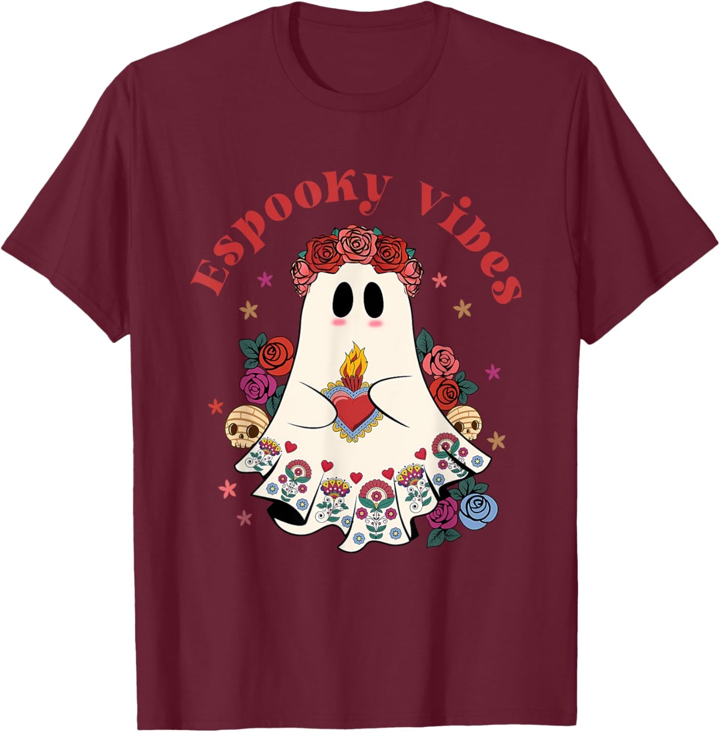 Espooky Vibes Maestra Halloween Spanish Spooky Season T-Shirt - T-Shirt | Maroon