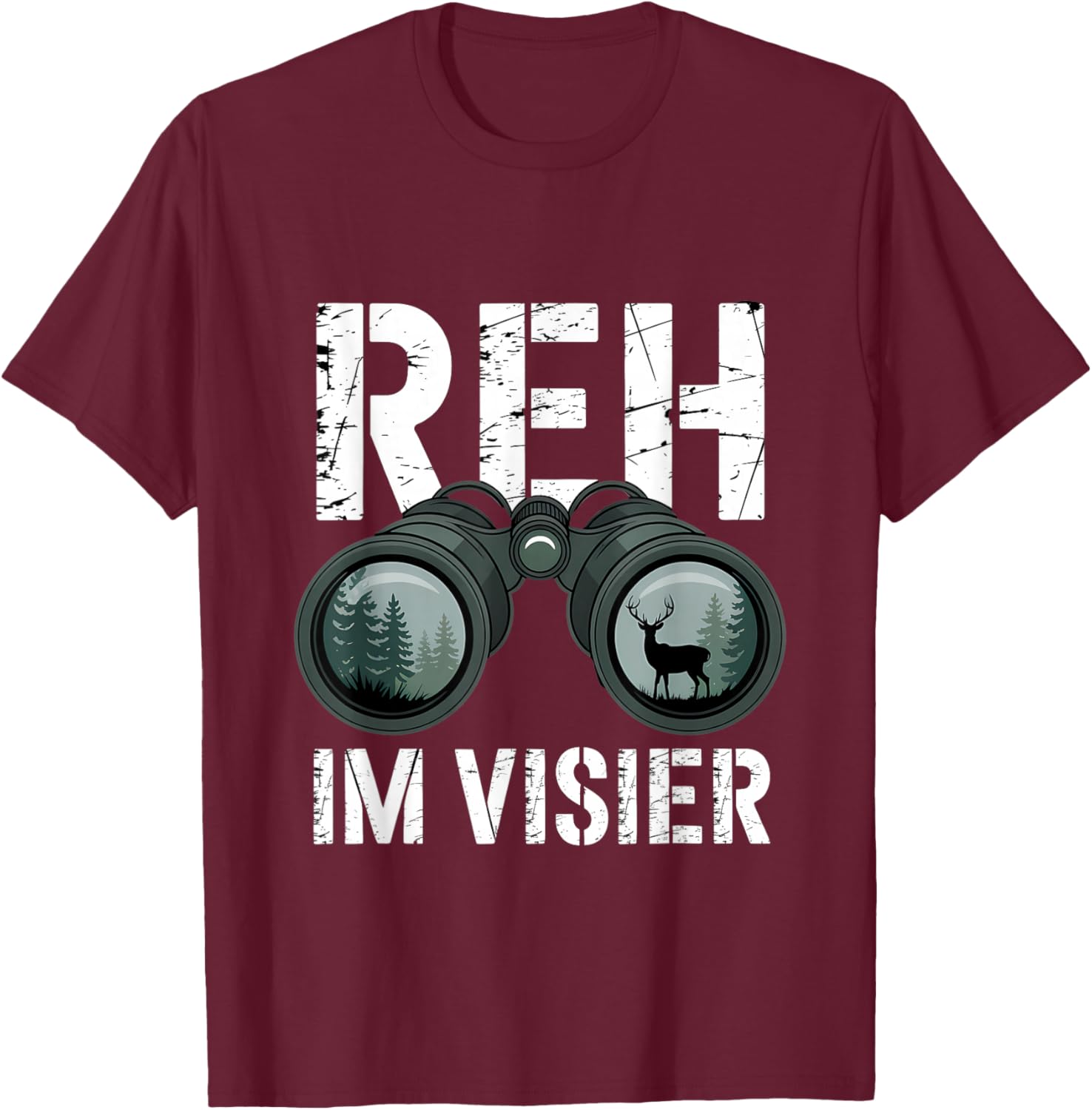 Deer in Visor T-Shirt - T-Shirt | Maroon