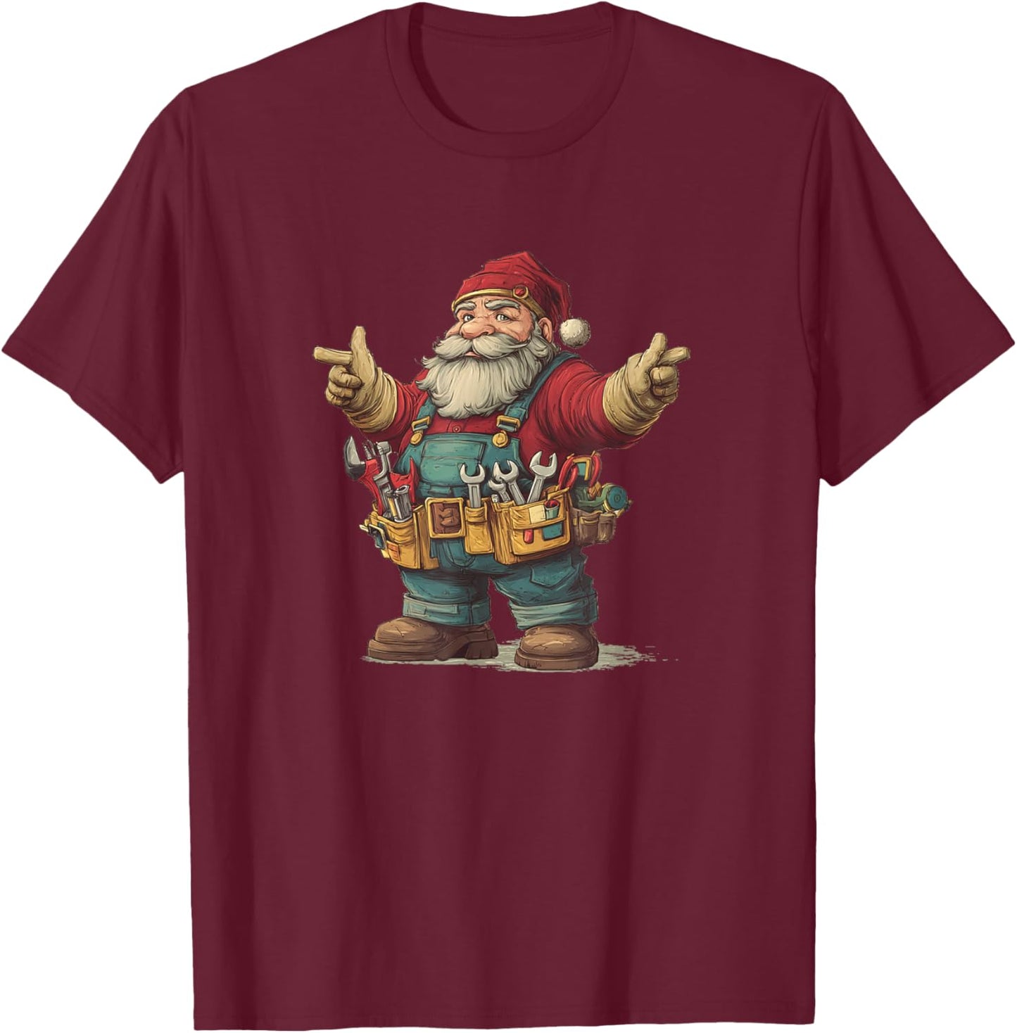 Stunning Handyman Santa for Lovers of Keys and Tools T-Shirt - T-Shirt | Maroon