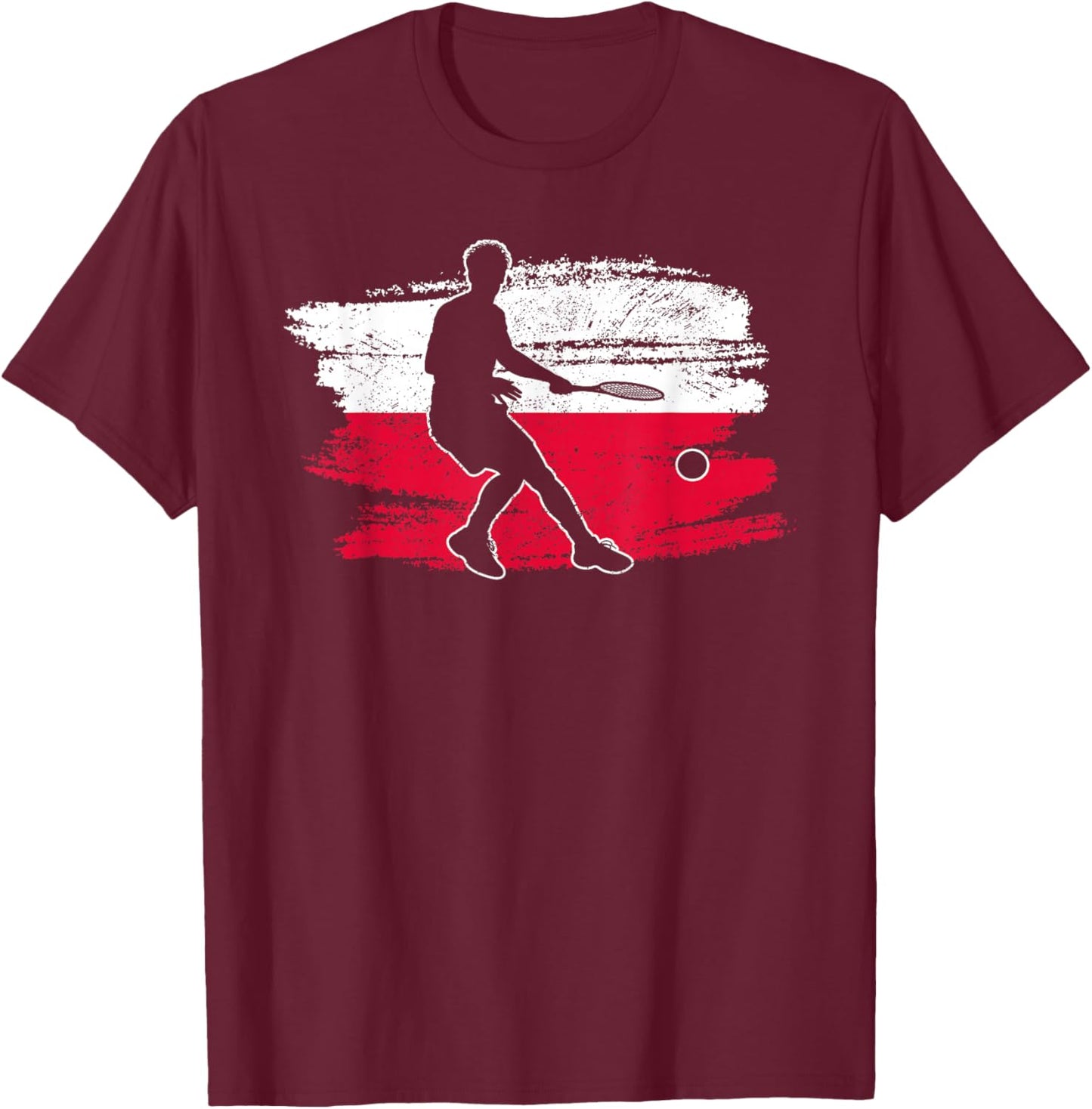 Tennis Player Poland Polish Polska T-Shirt - T-Shirt | Maroon