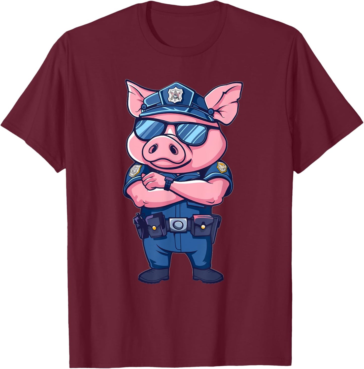 Kids Police Pig T-Shirt - T-Shirt | Maroon