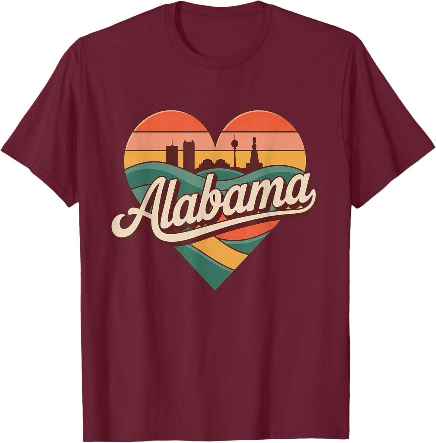 Alabama Vintage Heart - Retro Travel Souvenir T-Shirt - T-Shirt | Maroon
