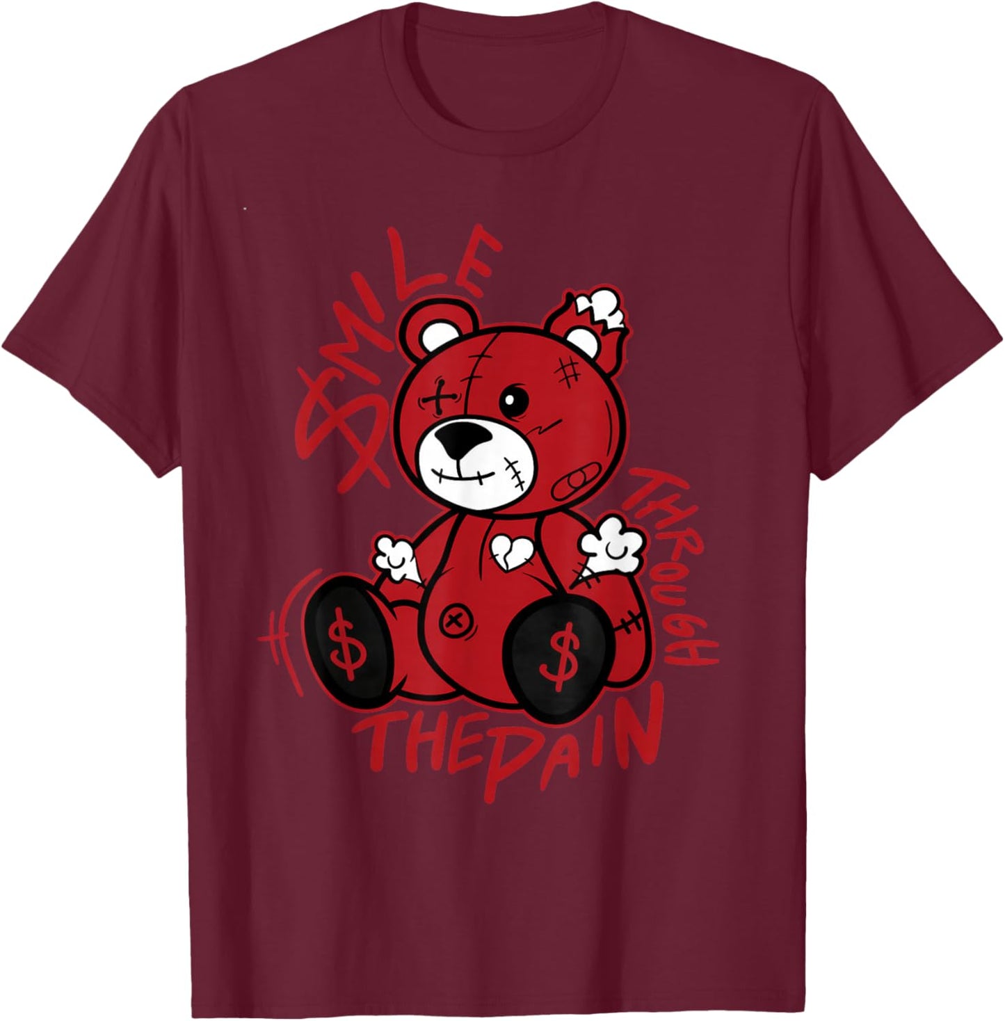 Bloodline Varsity Red Black Graphic Match T-Shirt - T-Shirt | Maroon