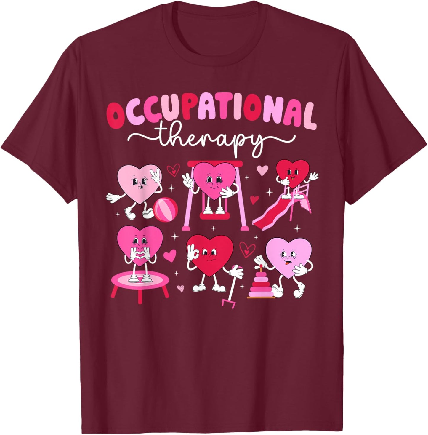 Valentines Day Women's Valentine Themed Black Modern Classic Round Neck Short Sleeve , Small T-Shirt - T-Shirt | Maroon