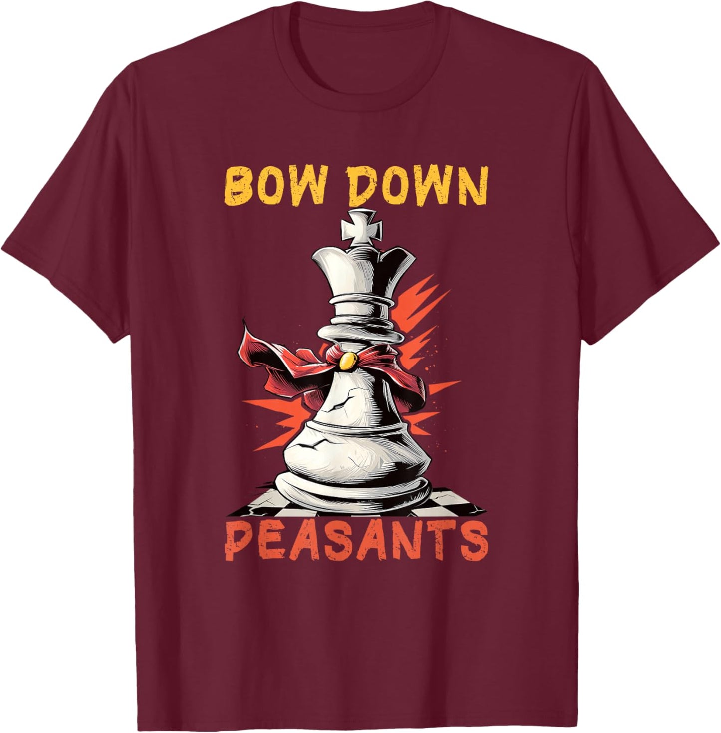 Awesome Cartoon Chess King Costume for Boys and Girls T-Shirt - T-Shirt | Maroon