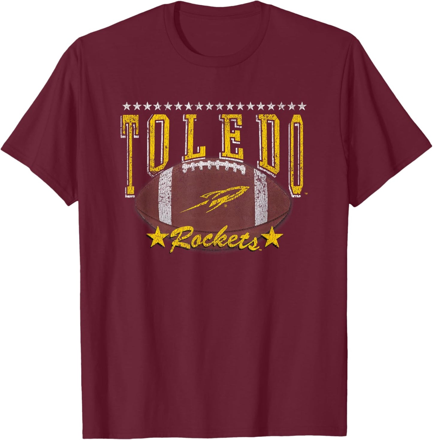 Toledo Rockets Football Vintage Stars Navy T-Shirt - T-Shirt | Maroon