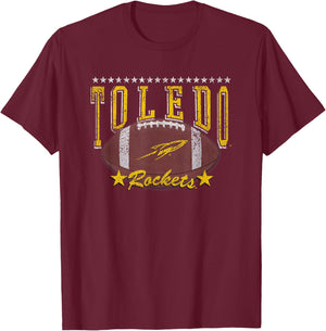 Toledo Rockets Football Vintage Stars Navy T-Shirt - T-Shirt | Maroon