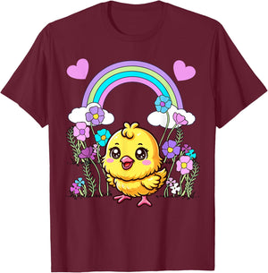Easter Spring Chick Flowers Children Child Baby Easter Party T-Shirt - T-Shirt | Maroon