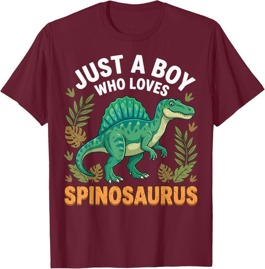 Just A Boy Who Loves Spinosaurus T-Shirt - T-Shirt | Maroon