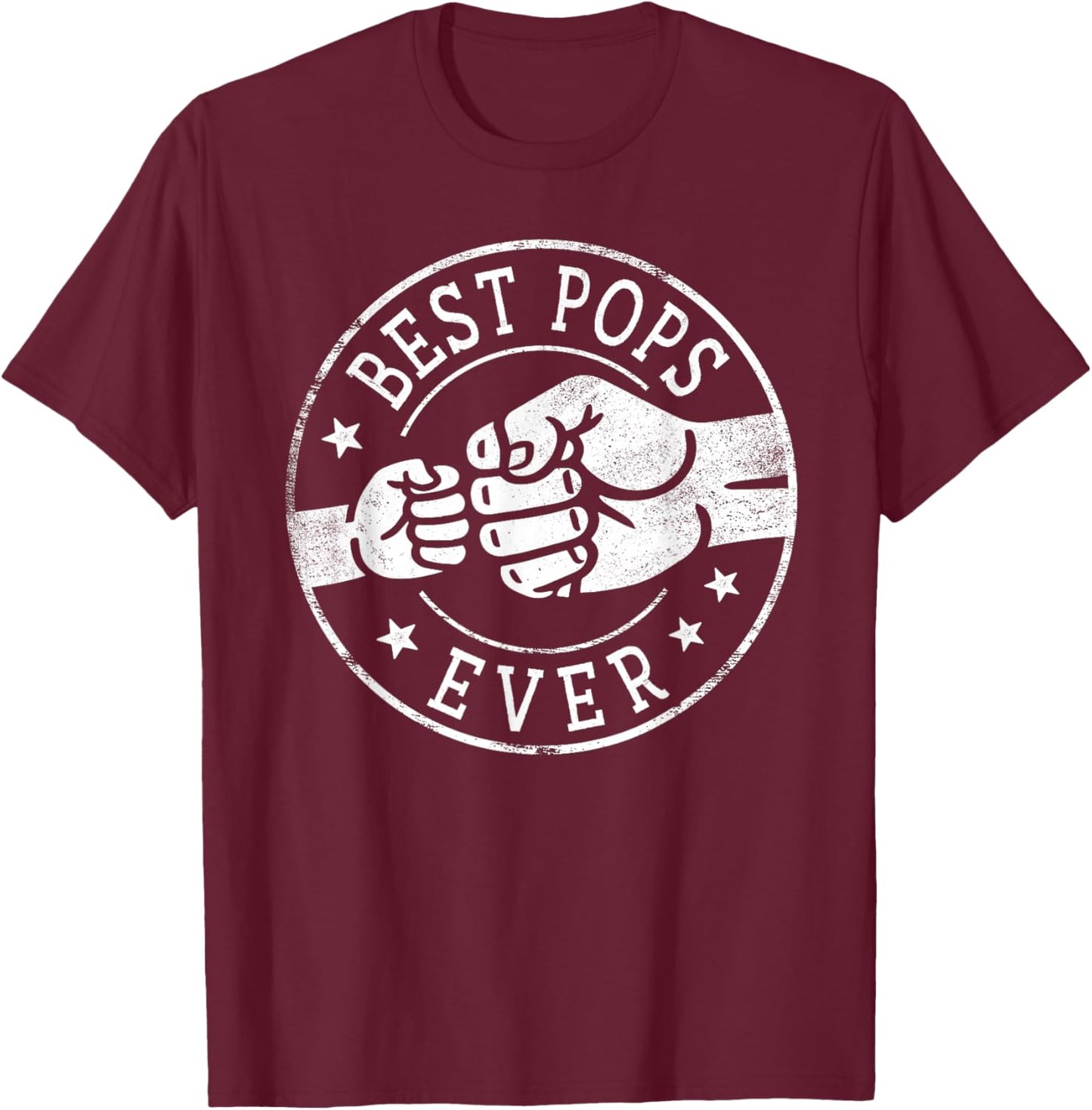 Best Pops Ever - Fist Bump Circle Emblem Design Pops T-Shirt - T-Shirt | Maroon