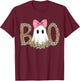 Preppy Leopard Ghost Boo Halloween T-Shirt - T-Shirt | Maroon