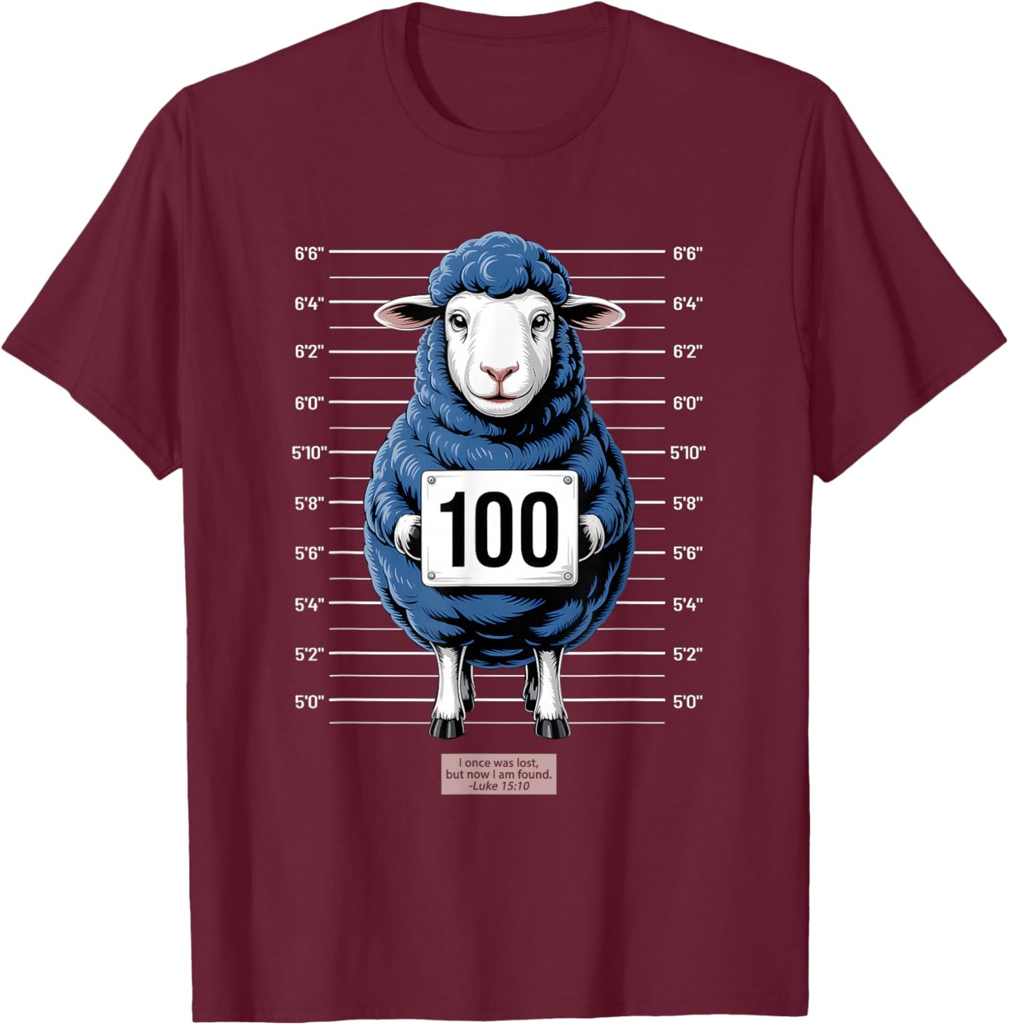 15-10 Sheep Mugshot T-Shirt - T-Shirt | Maroon