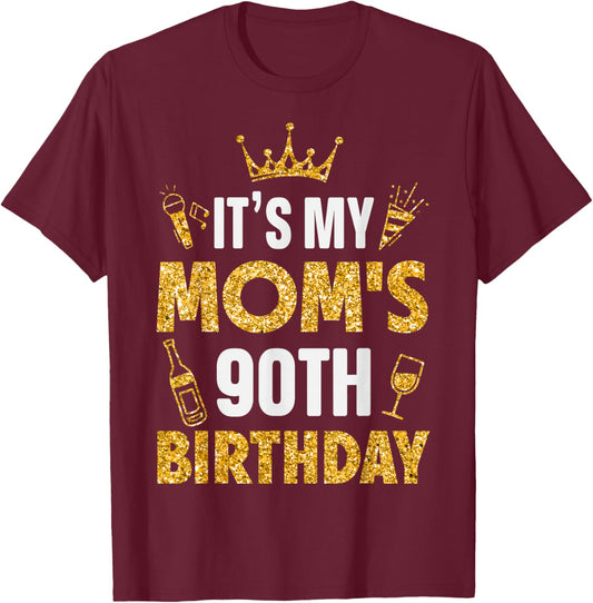 Mother Mommy It's My Mom's 90th Birthday 1935 90 Years Old T-Shirt - T-Shirt | Maroon