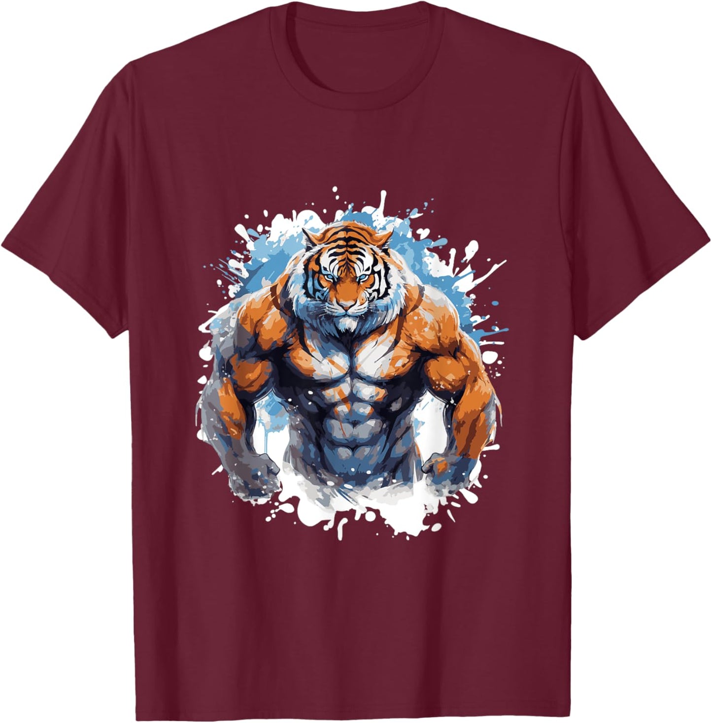 Tiger Workout Gym Beast Fighter Bodybuilder T-Shirt - T-Shirt | Maroon