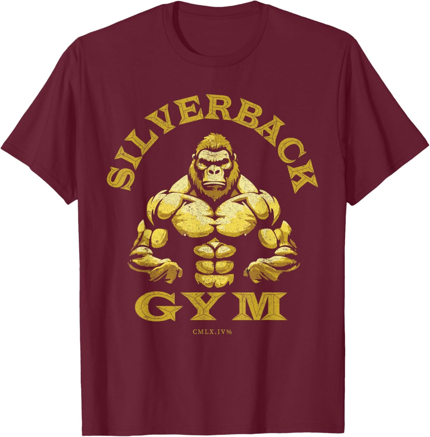 96.4% Silverback Gorilla, Gym Wear, Bodybuilding, Class , Black, S T-Shirt - T-Shirt | Maroon