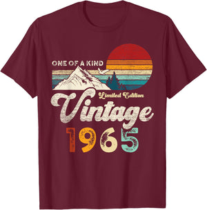 Vintage 1965 Mountains Eagle Retro 60th Birthday T-Shirt - T-Shirt | Maroon
