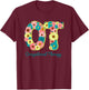OT Letter Monogram Flowers Occupational Therapy Month T-Shirt - T-Shirt | Maroon