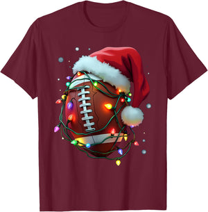 Santa Sports Christmas Football Player Design Boys T-Shirt - T-Shirt | Maroon