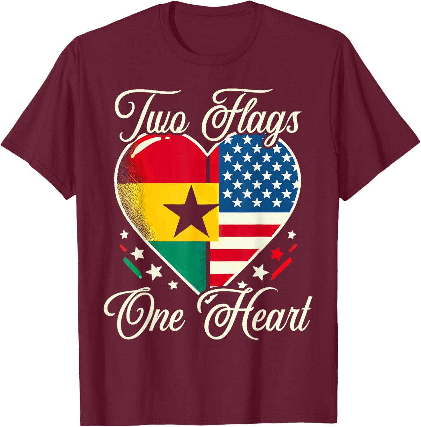 Half Ghanaian Half American USA Flag Ghana America T-Shirt - T-Shirt | Maroon