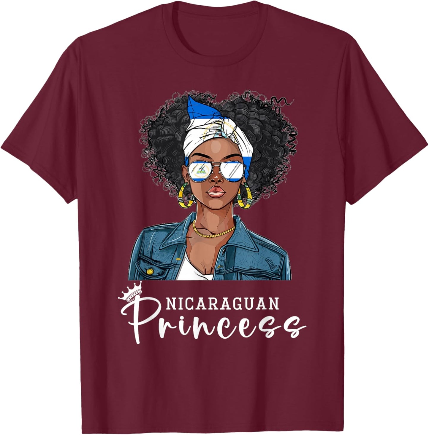 Nicaraguan Flag Souvenirs Woman Princess Girl Nicaragua T-Shirt - T-Shirt | Maroon