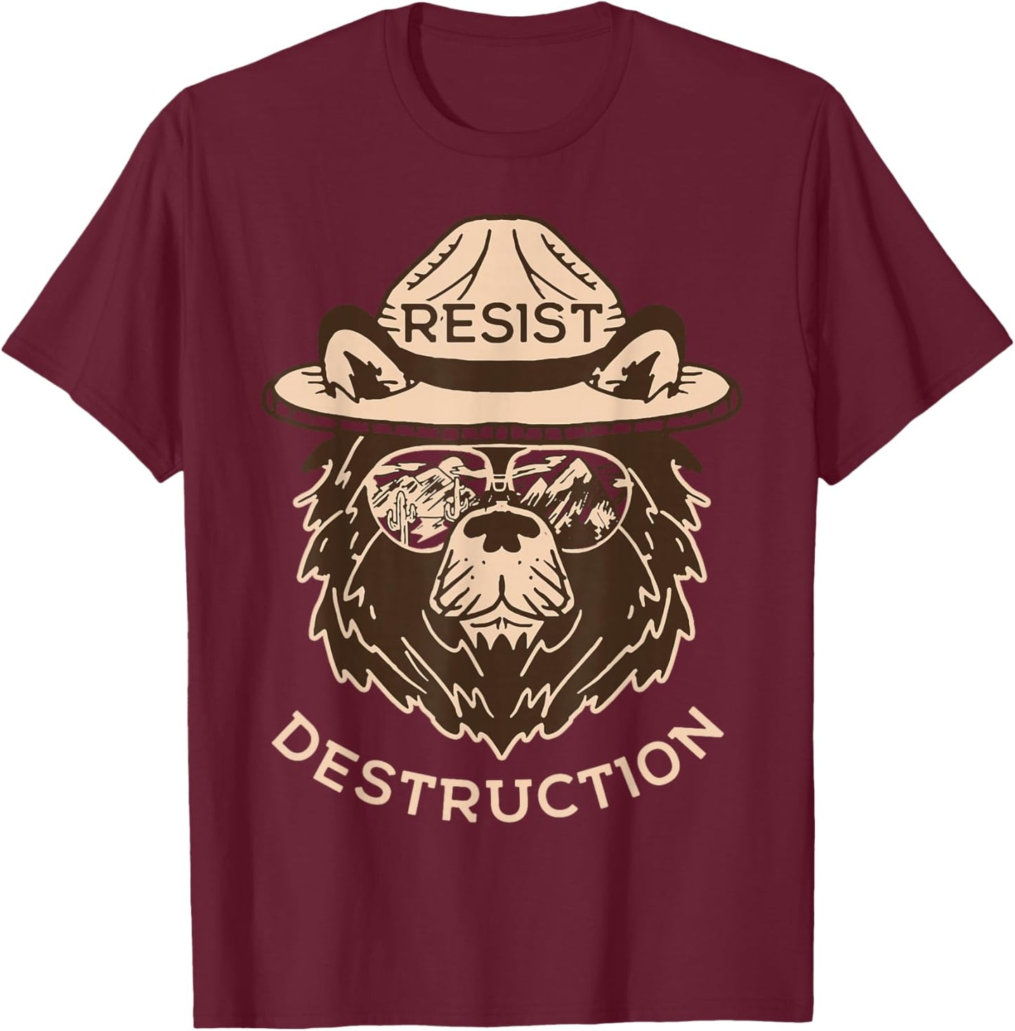 Bear Resist Destruction T-Shirt - T-Shirt | Maroon