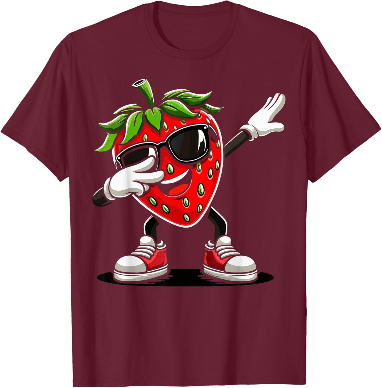 Funny Dabbing Strawberry Summer Fruit Lover T-Shirt - T-Shirt | Maroon