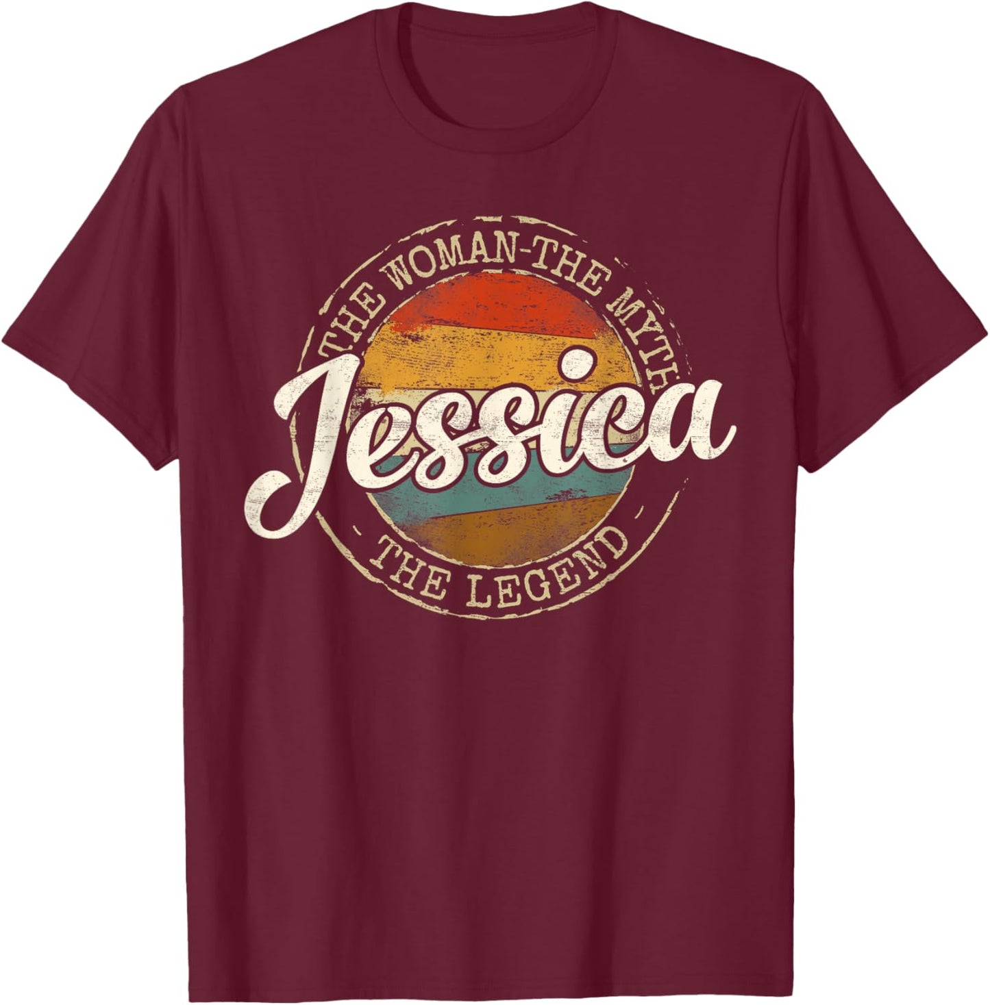 Jessica The Woman The Myth The Legend Vintage Name T-Shirt - T-Shirt | Maroon