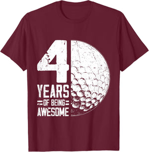 4th Birthday Boys Golf Player Golf 4 Years Old T-Shirt - T-Shirt | Maroon